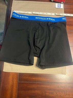 #.73 Scotch & Soda Black Boxer Briefs with Blue Branded Waistband medium